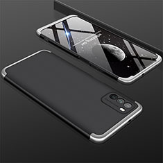 Handyhülle Hülle Hartschalen Kunststoff Schutzhülle Tasche Matt Vorder und Rückseite 360 Grad Ganzkörper M01 für Xiaomi Poco M3 Silber und Schwarz