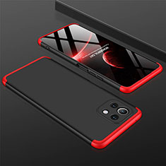 Handyhülle Hülle Hartschalen Kunststoff Schutzhülle Tasche Matt Vorder und Rückseite 360 Grad Ganzkörper P01 für Xiaomi Mi 11 5G Rot und Schwarz
