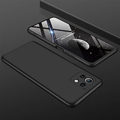 Handyhülle Hülle Hartschalen Kunststoff Schutzhülle Tasche Matt Vorder und Rückseite 360 Grad Ganzkörper P01 für Xiaomi Mi 11 5G Schwarz