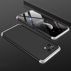 Handyhülle Hülle Hartschalen Kunststoff Schutzhülle Tasche Matt Vorder und Rückseite 360 Grad Ganzkörper P01 für Xiaomi Mi 11 5G Silber und Schwarz