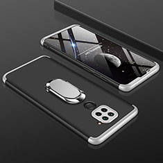 Handyhülle Hülle Hartschalen Kunststoff Schutzhülle Tasche Matt Vorder und Rückseite 360 Grad Ganzkörper P01 für Xiaomi Redmi 10X 4G Silber und Schwarz
