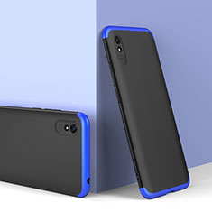 Handyhülle Hülle Hartschalen Kunststoff Schutzhülle Tasche Matt Vorder und Rückseite 360 Grad Ganzkörper P01 für Xiaomi Redmi 9A Blau und Schwarz