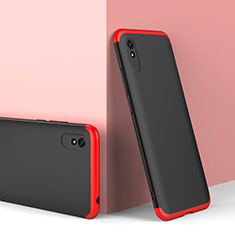 Handyhülle Hülle Hartschalen Kunststoff Schutzhülle Tasche Matt Vorder und Rückseite 360 Grad Ganzkörper P01 für Xiaomi Redmi 9AT Rot und Schwarz
