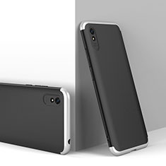 Handyhülle Hülle Hartschalen Kunststoff Schutzhülle Tasche Matt Vorder und Rückseite 360 Grad Ganzkörper P01 für Xiaomi Redmi 9AT Silber und Schwarz