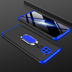 Handyhülle Hülle Hartschalen Kunststoff Schutzhülle Tasche Matt Vorder und Rückseite 360 Grad Ganzkörper P01 für Xiaomi Redmi Note 9 Blau und Schwarz