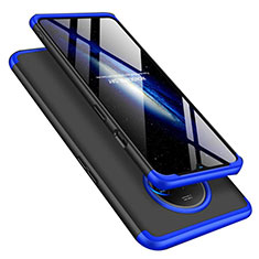 Handyhülle Hülle Hartschalen Kunststoff Schutzhülle Tasche Matt Vorder und Rückseite 360 Grad Ganzkörper P02 für OnePlus 7T Blau und Schwarz