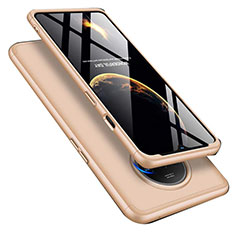 Handyhülle Hülle Hartschalen Kunststoff Schutzhülle Tasche Matt Vorder und Rückseite 360 Grad Ganzkörper P02 für OnePlus 7T Gold