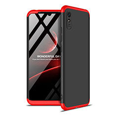 Handyhülle Hülle Hartschalen Kunststoff Schutzhülle Tasche Matt Vorder und Rückseite 360 Grad Ganzkörper P02 für Xiaomi Redmi 9AT Rot und Schwarz