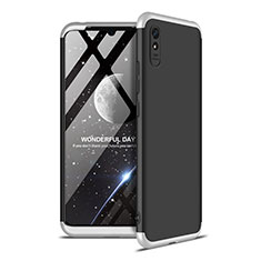 Handyhülle Hülle Hartschalen Kunststoff Schutzhülle Tasche Matt Vorder und Rückseite 360 Grad Ganzkörper P02 für Xiaomi Redmi 9AT Silber und Schwarz