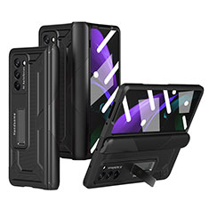 Handyhülle Hülle Hartschalen Kunststoff Schutzhülle Tasche Matt Vorder und Rückseite 360 Grad Ganzkörper P06 für Samsung Galaxy Z Fold2 5G Schwarz