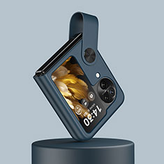 Handyhülle Hülle Hartschalen Kunststoff Schutzhülle Tasche Matt Vorder und Rückseite 360 Grad Ganzkörper QH1 für Oppo Find N3 Flip 5G Blau