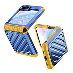 Handyhülle Hülle Hartschalen Kunststoff Schutzhülle Tasche Matt Vorder und Rückseite 360 Grad Ganzkörper Z01L für Samsung Galaxy Z Flip5 5G Blau