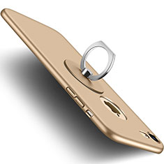 Handyhülle Hülle Kunststoff Schutzhülle Matt Loch mit Fingerring Ständer für Apple iPhone 7 Gold