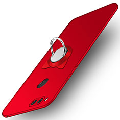 Handyhülle Hülle Kunststoff Schutzhülle Matt mit Fingerring Ständer A01 für Huawei Honor 7X Rot