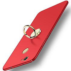 Handyhülle Hülle Kunststoff Schutzhülle Matt mit Fingerring Ständer A02 für Huawei Nova Rot