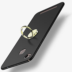 Handyhülle Hülle Kunststoff Schutzhülle Matt mit Fingerring Ständer A02 für Xiaomi Redmi 3 High Edition Schwarz