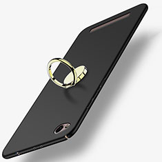 Handyhülle Hülle Kunststoff Schutzhülle Matt mit Fingerring Ständer A02 für Xiaomi Redmi 3 Schwarz