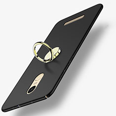 Handyhülle Hülle Kunststoff Schutzhülle Matt mit Fingerring Ständer A02 für Xiaomi Redmi Note 3 MediaTek Schwarz