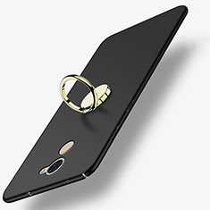 Handyhülle Hülle Kunststoff Schutzhülle Matt mit Fingerring Ständer A03 für Huawei Enjoy 7 Plus Schwarz