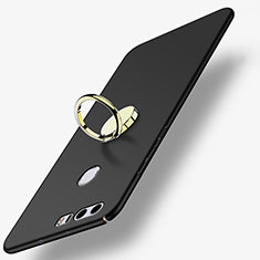 Handyhülle Hülle Kunststoff Schutzhülle Matt mit Fingerring Ständer A03 für Huawei Honor 8 Schwarz