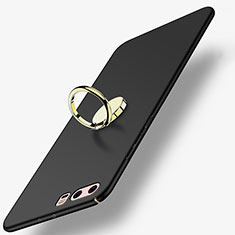 Handyhülle Hülle Kunststoff Schutzhülle Matt mit Fingerring Ständer A03 für Huawei P10 Plus Schwarz