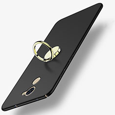 Handyhülle Hülle Kunststoff Schutzhülle Matt mit Fingerring Ständer A03 für Huawei Y7 Prime Schwarz