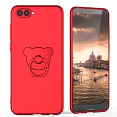 Handyhülle Hülle Kunststoff Schutzhülle Matt mit Fingerring Ständer A04 für Huawei Honor View 10 Rot