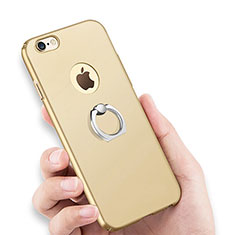 Handyhülle Hülle Kunststoff Schutzhülle Matt mit Fingerring Ständer für Apple iPhone 6 Plus Gold