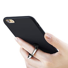 Handyhülle Hülle Kunststoff Schutzhülle Matt mit Fingerring Ständer für Apple iPhone 6 Schwarz