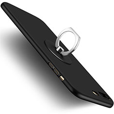 Handyhülle Hülle Kunststoff Schutzhülle Matt mit Fingerring Ständer für Apple iPhone 7 Schwarz