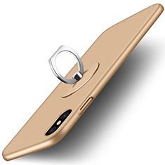 Handyhülle Hülle Kunststoff Schutzhülle Matt mit Fingerring Ständer für Apple iPhone Xs Max Gold