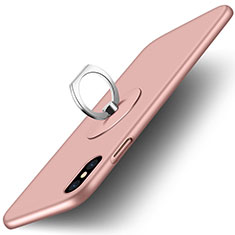 Handyhülle Hülle Kunststoff Schutzhülle Matt mit Fingerring Ständer für Apple iPhone Xs Max Rosa