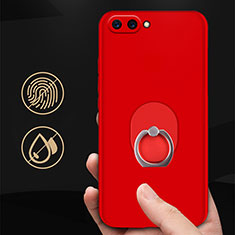 Handyhülle Hülle Kunststoff Schutzhülle Matt mit Fingerring Ständer für Huawei Honor V10 Rot