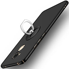 Handyhülle Hülle Kunststoff Schutzhülle Matt mit Fingerring Ständer für Huawei Honor V9 Play Schwarz