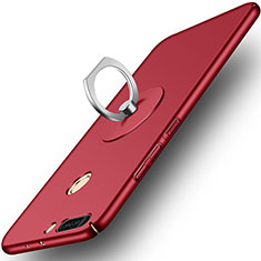 Handyhülle Hülle Kunststoff Schutzhülle Matt mit Fingerring Ständer für Huawei Honor V9 Rot