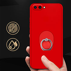 Handyhülle Hülle Kunststoff Schutzhülle Matt mit Fingerring Ständer für Huawei Honor View 10 Rot
