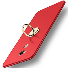 Handyhülle Hülle Kunststoff Schutzhülle Matt mit Fingerring Ständer für Huawei Honor X5 Rot