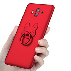 Handyhülle Hülle Kunststoff Schutzhülle Matt mit Fingerring Ständer für Huawei Mate 10 Rot