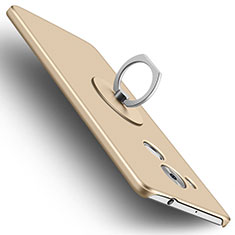 Handyhülle Hülle Kunststoff Schutzhülle Matt mit Fingerring Ständer für Huawei Mate 8 Gold