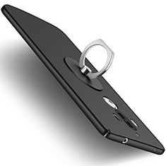Handyhülle Hülle Kunststoff Schutzhülle Matt mit Fingerring Ständer für Huawei Mate 9 Schwarz