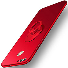 Handyhülle Hülle Kunststoff Schutzhülle Matt mit Fingerring Ständer für Huawei Nova 2 Rot
