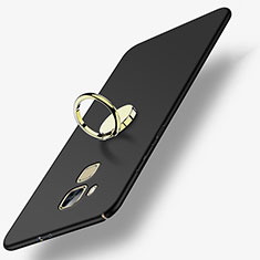 Handyhülle Hülle Kunststoff Schutzhülle Matt mit Fingerring Ständer für Huawei Nova Plus Schwarz