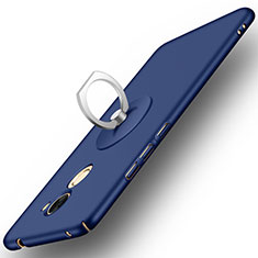 Handyhülle Hülle Kunststoff Schutzhülle Matt mit Fingerring Ständer für Huawei Y7 Prime Blau