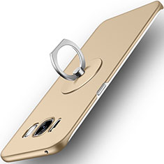 Handyhülle Hülle Kunststoff Schutzhülle Matt mit Fingerring Ständer für Samsung Galaxy S8 Gold