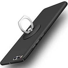 Handyhülle Hülle Kunststoff Schutzhülle Matt mit Fingerring Ständer für Xiaomi Mi 6 Schwarz