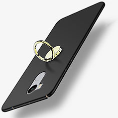 Handyhülle Hülle Kunststoff Schutzhülle Matt mit Fingerring Ständer für Xiaomi Redmi 4 Prime High Edition Schwarz