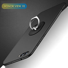 Handyhülle Hülle Kunststoff Schutzhülle Matt mit Fingerring Ständer Q02 für Huawei Honor View 10 Schwarz