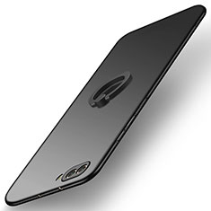 Handyhülle Hülle Kunststoff Schutzhülle Matt mit Fingerring Ständer Q03 für Huawei Honor View 10 Schwarz