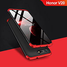 Handyhülle Hülle Kunststoff Schutzhülle Matt Vorder und Rückseite 360 Grad Q01 für Huawei Honor View 20 Rot und Schwarz