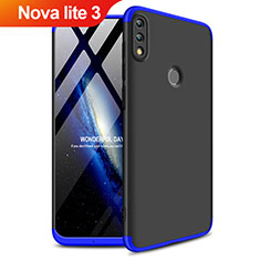 Handyhülle Hülle Kunststoff Schutzhülle Matt Vorder und Rückseite 360 Grad Q01 für Huawei Nova Lite 3 Blau und Schwarz